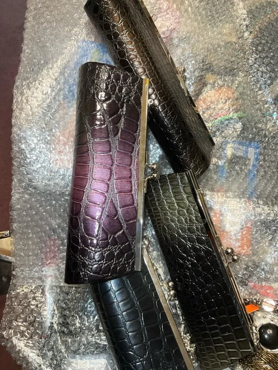 Croc-Embossed Clutch Purse - Multicolor Metallics - Picture 12 of 16